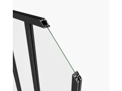 AICA Loftstil Innenfenster Ecklösung 93x108cm Glasfenster Industriestil Zimmerfenster Glas Trennwand Schwarz