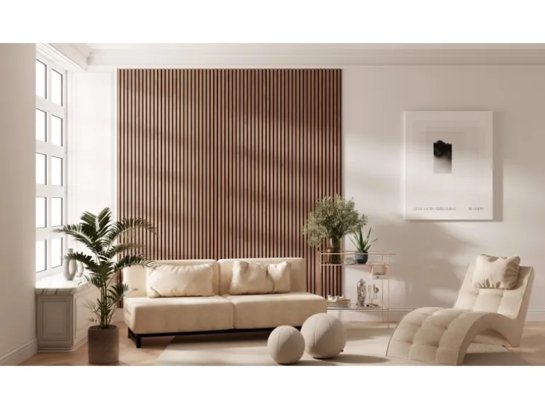 Akustikpaneel Foliert Walnuss Filz Schwarz 32 cm x 240 cm 2 Stück FSC®