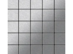 ALLOY Mosaik Fliese Massiv Metall Edelstahl Marine GebĂŒrstet Grau 1,6mm Century-s-s-mb 1 Paket mit 50 Matten 0,5 m2 Grau