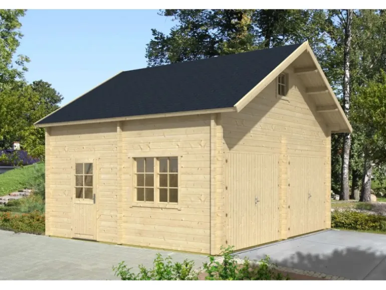 Alpholz Doppelgarage Bora-70 ISO Naturbelassen B 595 cm x T 565 cm