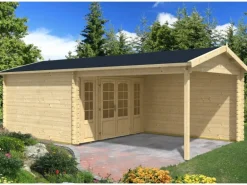 Alpholz Gartenhaus Freiburg-44 Natur 755 cm x 399 cm mit DoppeltĂŒr