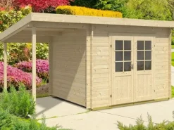 Alpholz Gartenhaus Maria-28 Natur 300 x 250 cm + 150 cm Schleppdach, imprÀgniert