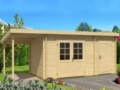 Alpholz Gartenhaus Maria-28 Natur 450 x 250 cm + 150 cm Schleppdach, imprÀgniert