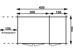 Alpholz Gartenhaus Maria-28 Natur 450 x 250 cm + 150 cm Schleppdach, imprägniert