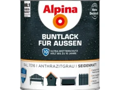 Alpina Buntlack fĂŒr Aussen Anthrazit seidenmatt 750 ml