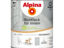 Alpina Buntlack fĂŒr Innen Lichtgrau seidenmatt 750 ml