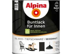 Alpina Buntlack fĂŒr Innen Tiefschwarz seidenmatt 750 ml
