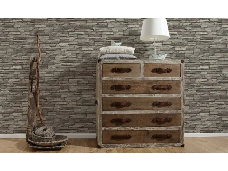 A.S. Creation Vliestapete Dekora Natur 6 Stein Grau FSC®
