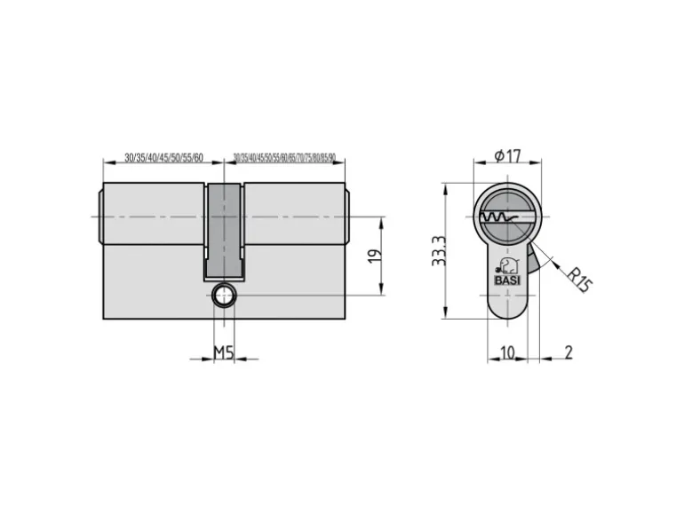 Basi - BM - Profil-Doppelzylinder - 40/70 mm - Gleichschließend