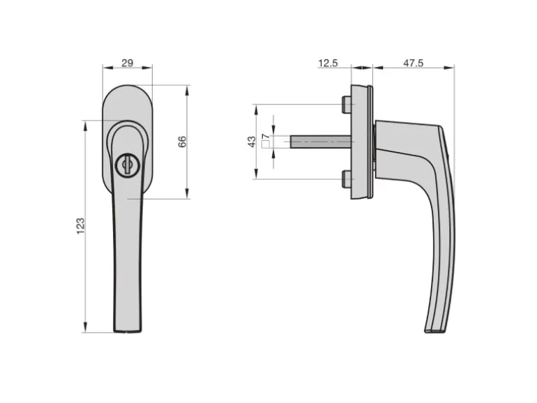 Basi - Fenstergriff - FG 503 - Abschließbar - 20er Set - inkl. 1 Schlüssel je Fenstergriff - Gleichschließend - Silber - 20X7553-0000