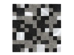 Dalsys Selbstklebende Fliesen 1m² 11 Stück Steinoptik Quadrate Schwarz Silber