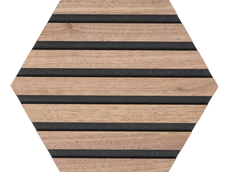 Denpanels Akustikpaneel Hexagon 26,5 cm x 26,5 cm x 1 cm Walnuss 3 Stück FSC®