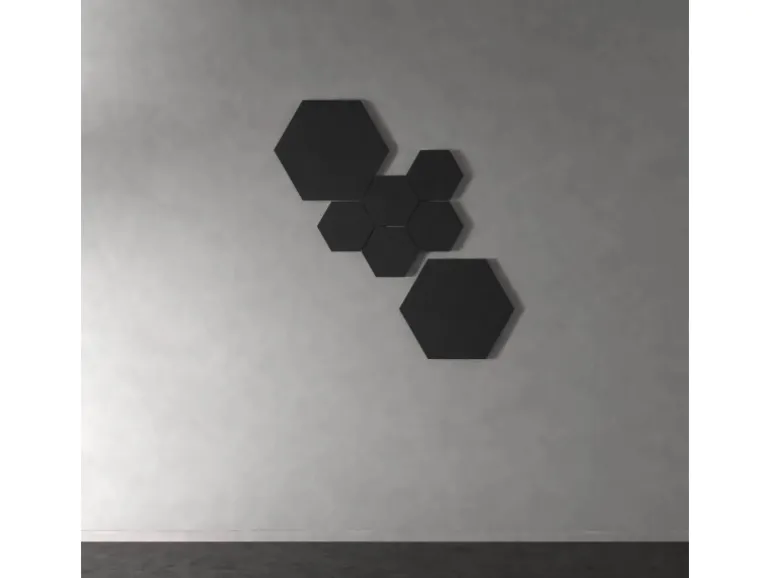 Designpaneel Hexagon Lino Nero Clear MDF Schwarz 25 cm x 25 cm 3 Stück