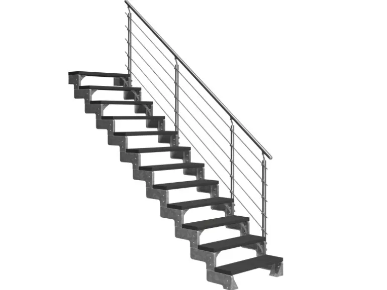 Dolle Außentreppe Gardentop 13 Trimax-Stufen 80 cm Anthrazit + Prova-Geländer