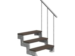Dolle Außentreppe Gardentop 3 TRIMAX-Stufen 80 cm Dunkelbraun + Alu-Geländer