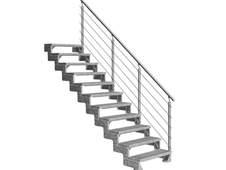 Dolle Außentreppe Gardentop 11 Gitterroststufen 100 cm + Prova-Geländer