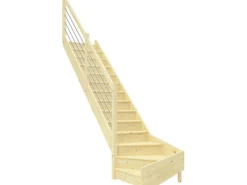 Dolle Raumspartreppe Paris 1/4-gew. Links Setzstufen Fichte roh E-Geländer FSC®