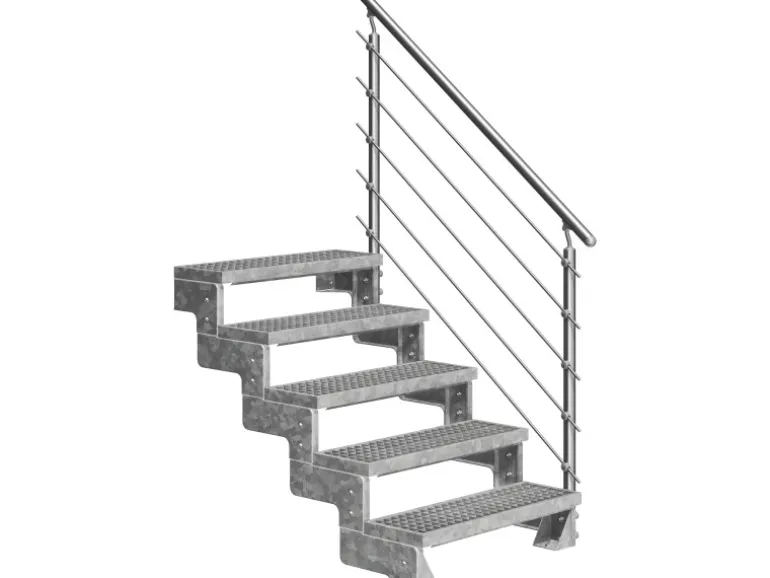 Dolle Außentreppe Gardentop 5 Gitterroststufen 80 cm inkl. Geländer
