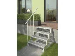 Dolle Außentreppe Gardentop 4 Gitterroststufen 100 cm inkl. Geländer