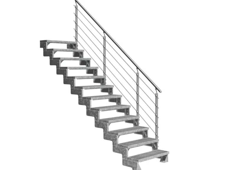 Dolle Außentreppe Gardentop 12 Gitterroststufen 100 cm + Prova-Geländer