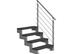 DOLLE Außentreppe Gardentop 4 TRIMAX-Stufen 100 cm anthrazit + Geländer