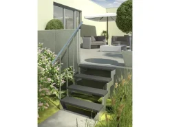 Dolle Außentreppe Gardentop 3 TRIMAX-Stufen 100 cm Anthrazit + Alu-Geländer