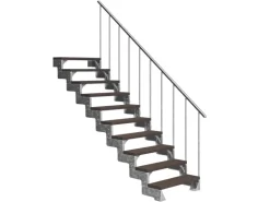 Dolle Außentreppe Gardentop 10 Trimax-Stufen 100 cm Dunkelbraun + Alu-Geländer