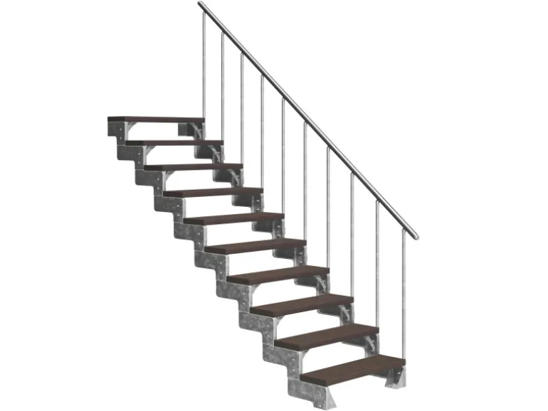 Dolle Außentreppe Gardentop 10 Trimax-Stufen 100 cm Dunkelbraun + Alu-Geländer