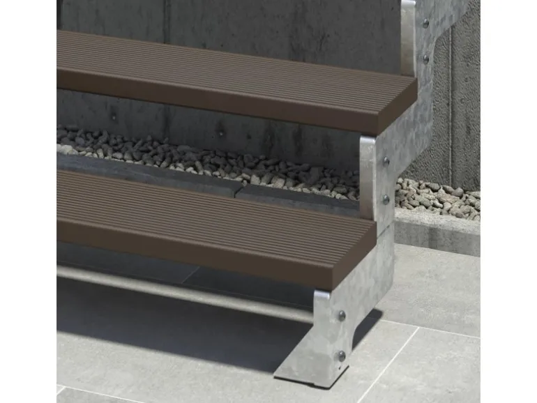 Dolle Außentreppe Gardentop 10 Trimax-Stufen 100 cm Dunkelbraun + Alu-Geländer