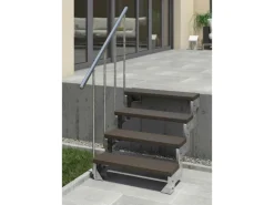 Dolle Außentreppe Gardentop 3 TRIMAX-Stufen 100 cm Dunkelbraun + Alu-Geländer