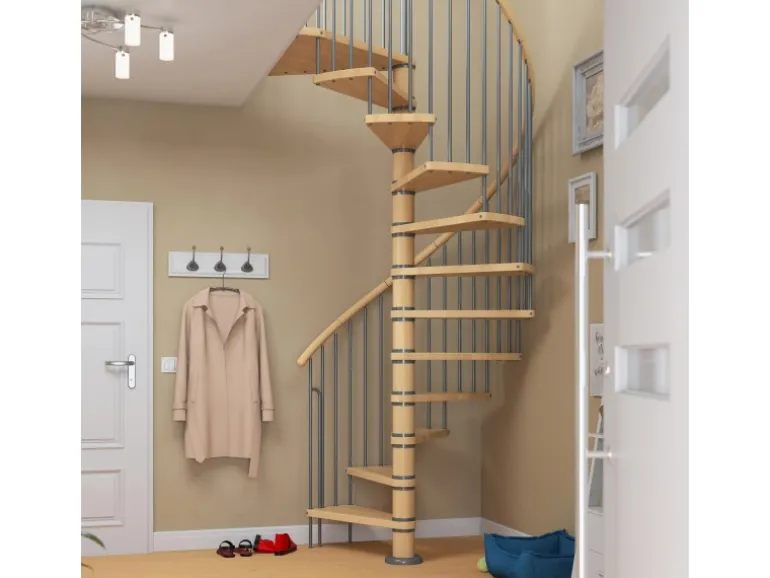 Dolle Spindeltreppe Winnipeg Buche geölt Höhe bis 315 cm Ø 140 cm FSC