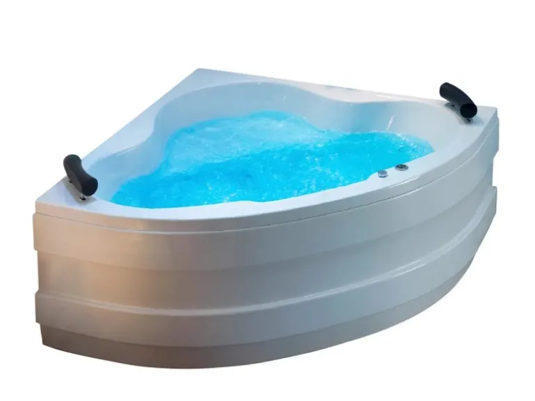 Eckwanne 140 cm x 140 cm Weiß mit Whirlpoolsystem Typ 3a Chrom