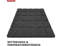 Floordirekt Fallschutzmatte Elastikmatte Fallschutzplatte mit Drainage 50 x 50 x 2,5 cm Grau
