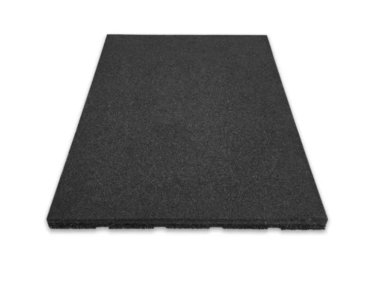 Floordirekt Fallschutzmatte Elastikmatte Fallschutzplatte mit Drainage 50 x 50 x 2,5 cm Schwarz