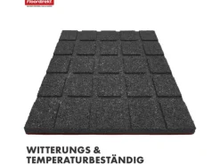 Floordirekt Fallschutzmatte Elastikmatte Fallschutzplatte mit Drainage 50 x 50 x 3,5 cm Rot