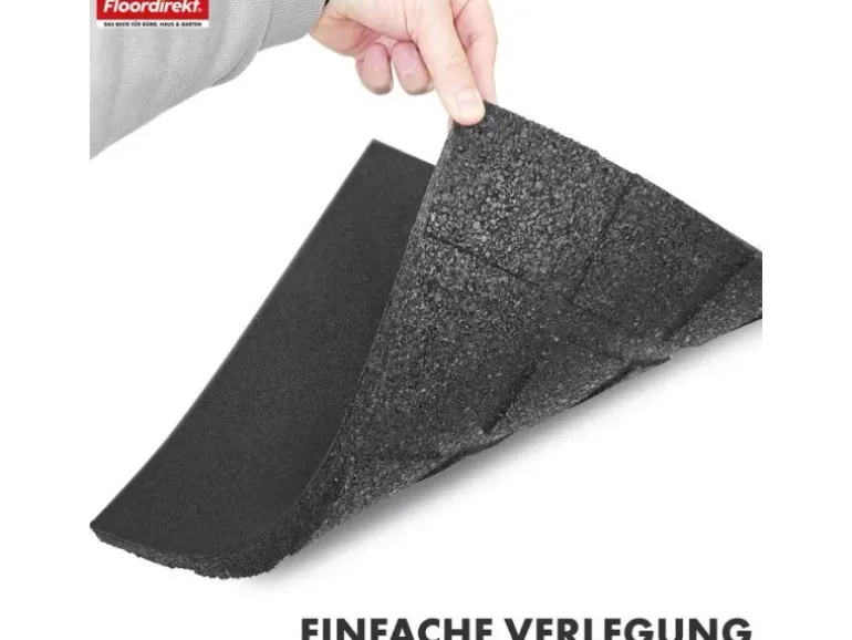 Floordirekt Fallschutzmatte Elastikmatte Fallschutzplatte mit Drainage 50 x 50 x 3 cm Schwarz