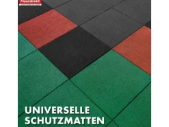 Floordirekt Fallschutzmatte Elastikmatte Fallschutzplatte mit Drainage 50 x 50 x 3 cm Schwarz