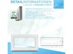 Framelux Kunststofffenster Proline Anthrazit 2-Fach Verglasung 600 x 1000 mm Rechtsanschlag