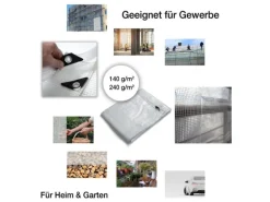 KARAT Abdeckplane Leno Extra Reißfest Wasserdicht mit Ösen 140 g/m² Weiß 2 x 3 m