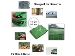 KARAT Abdeckplane Leno Extra Reißfest Wasserdicht mit Ösen 240 g/m² Grün 2 x 3 m