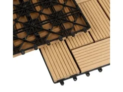 KARAT WPC Klickfliese Classic Wetterbeständige Terrassenfliese Teak 30 x 30 cm