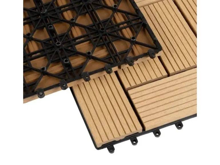 KARAT WPC Klickfliese Classic Wetterbeständige Terrassenfliese Teak 30 x 30 cm