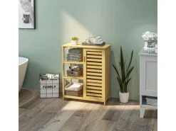 Kleankin Badezimmerschrank mit Schrankfach Kippschutz 66 x 33 x 87 cm