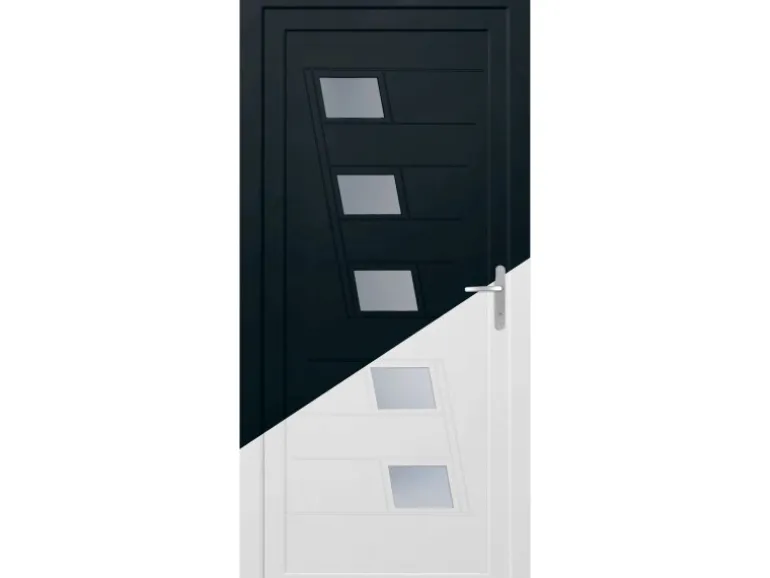 Kunsstoff-Haustür K043 innen weiß/aussen anthrazit 110 x 210 cm DIN R