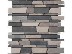 Marmormosaik Black Grey Creme 30,5 cm x 30,5 cm