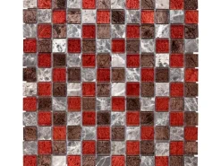 Mosaikmatte Naturstein Metalica Marron 30 cm x 30 cm