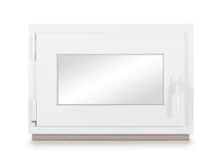 Neruli Kellerfenster Kunststoff Weiß Dreh-Kipp 85x55cm BxH DIN Links 2 -Fach Glas Dichtung Grau