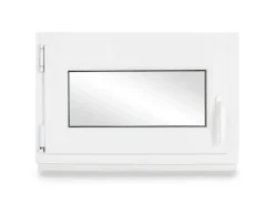 Neruli Kellerfenster Kunststoff Weiß Dreh-Kipp 80x50cm BxH DIN Links 2 -Fach Glas Dichtung Schwarz