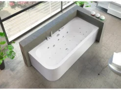 Ottofond Whirlpool-Komplettset Spirit 180x80 cm Links Weiß mit Wannenrandarmatu