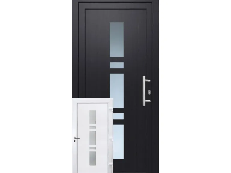 Premium Kunststoff-Haustür SMK 017 Anthrazit-Weiß 110 cm x 210 cm DIN R